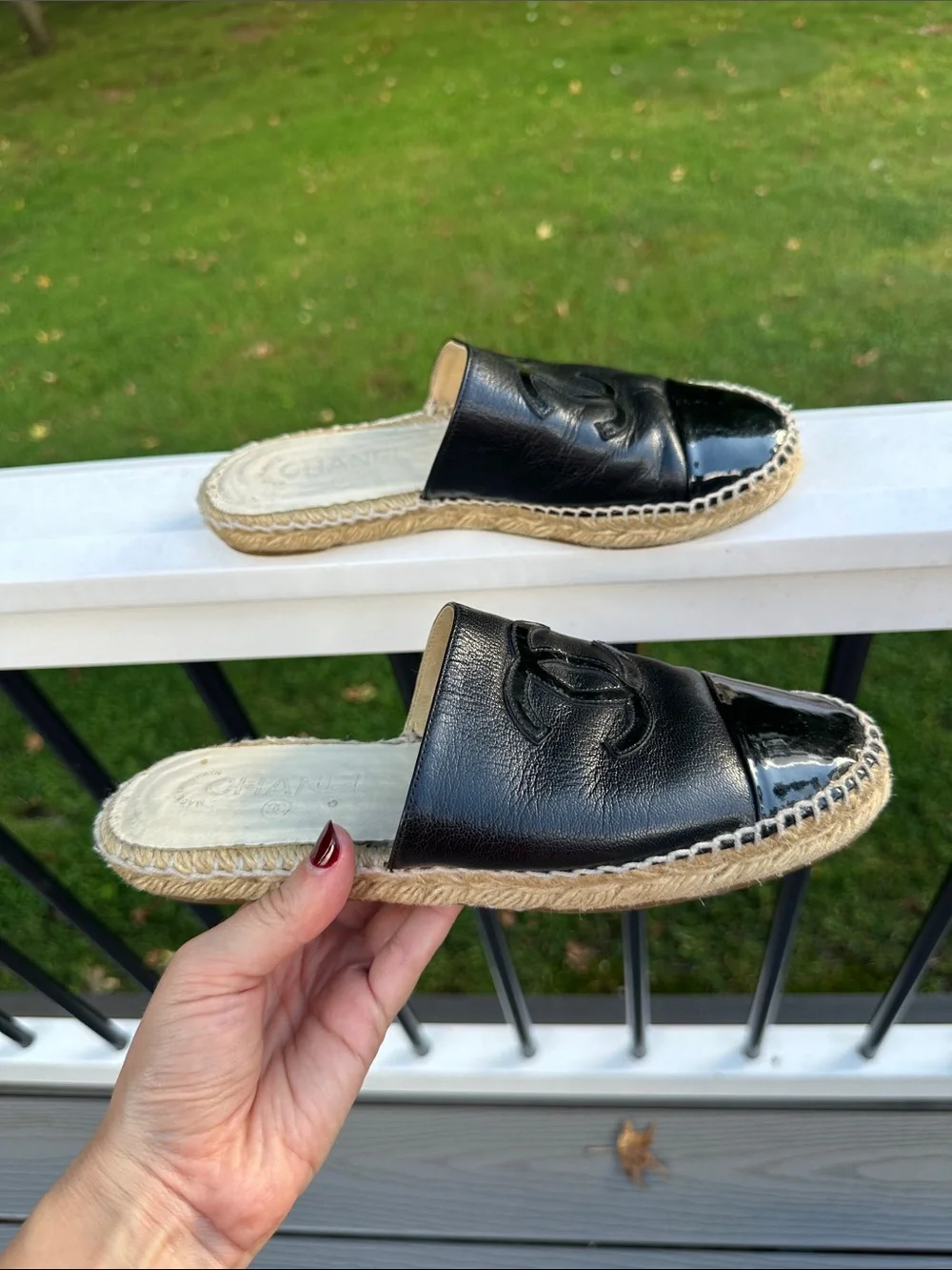 CHANEL leather espadrilles
